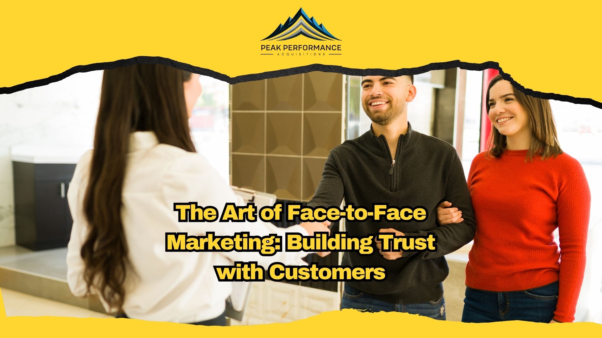 Smiling customer shaking hands with a brand ambassador